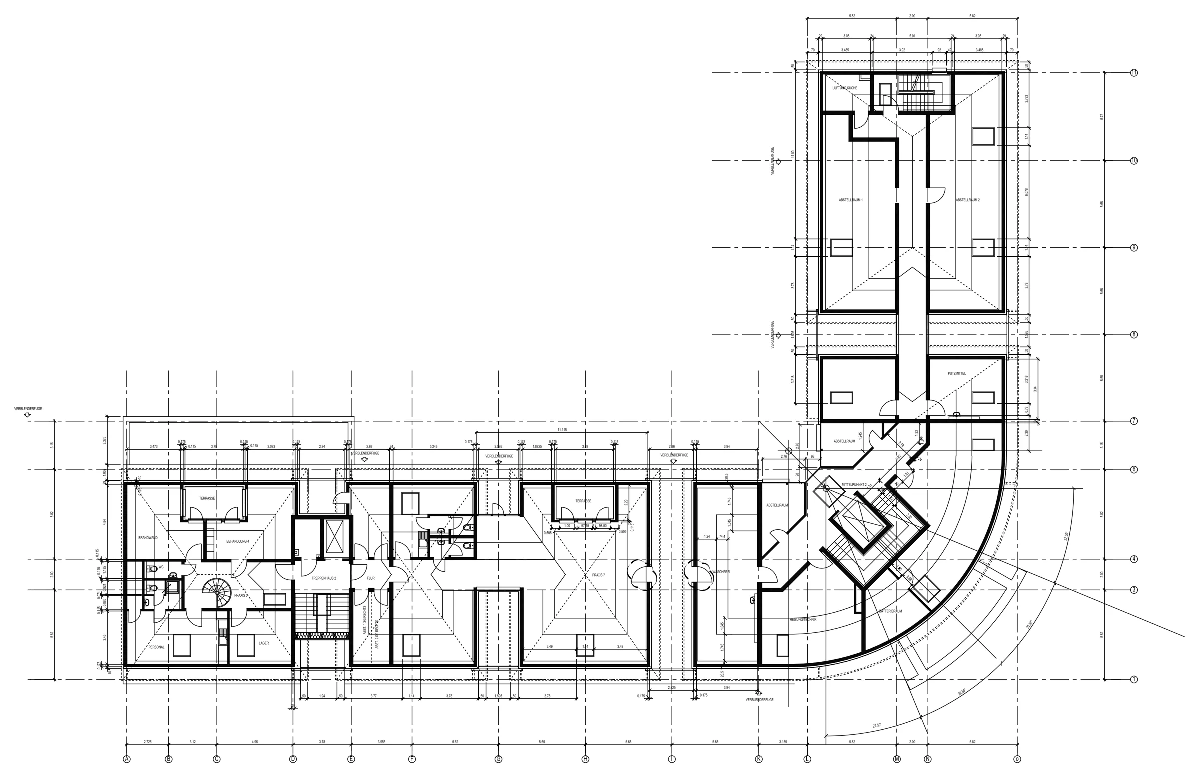 Floor plan conversion: Two PDFs merged into one plan with rooms and dimensions