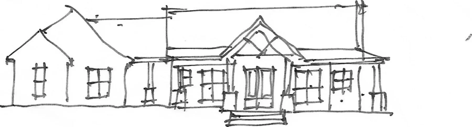 The client's hand sketch of the same front elevation