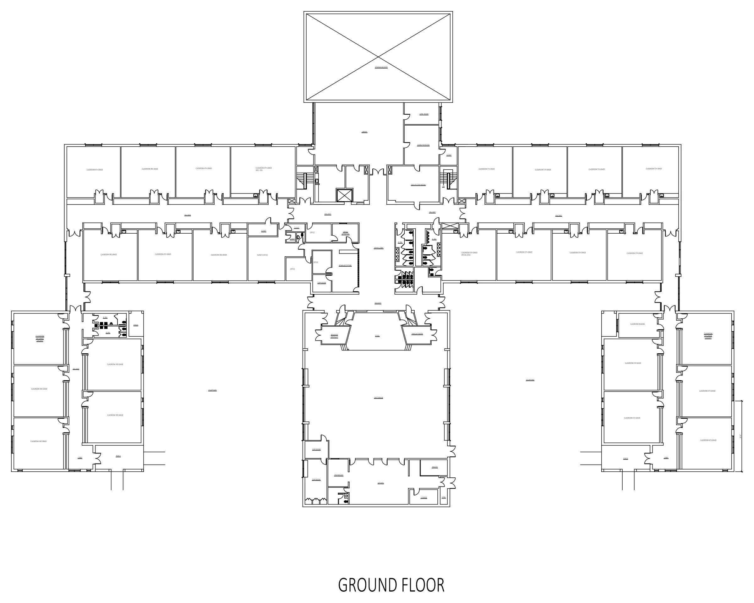 Elementary school as-built: Ground floor plan on a sheet layout